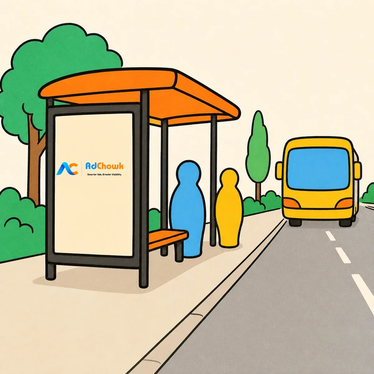 An illustration of Bus Shelter Media as we place it in Nizampet, Hyderabad