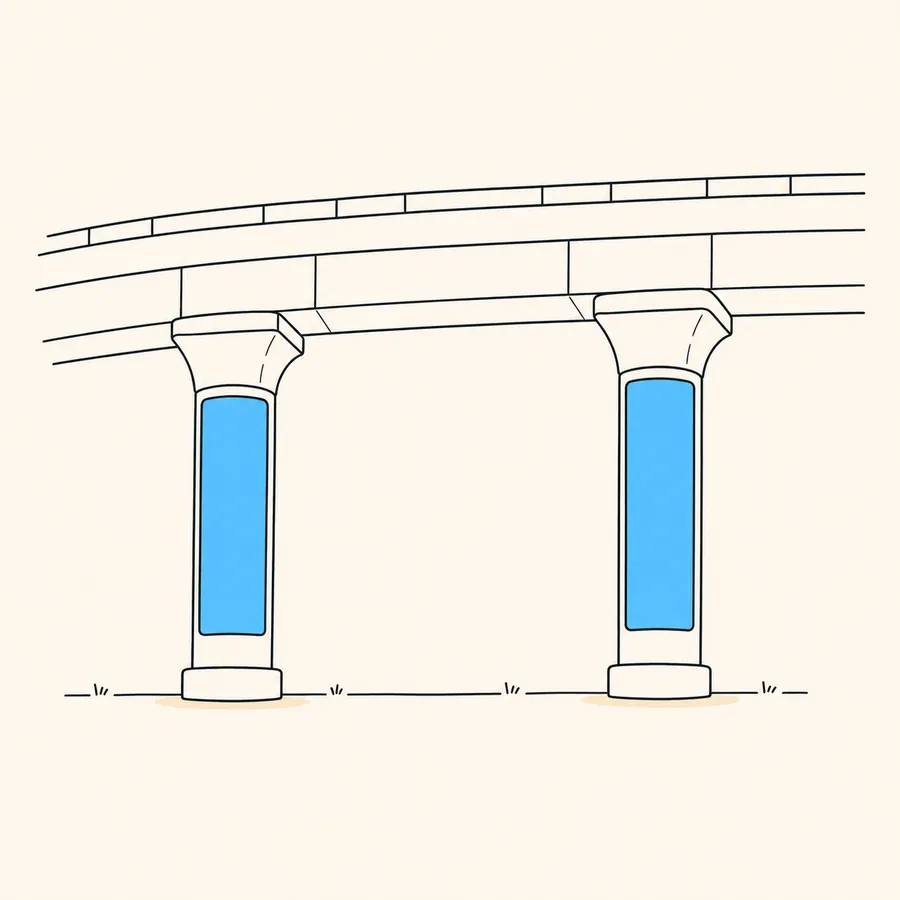 An illustration of a mall atrium with a large wall-mounted panel