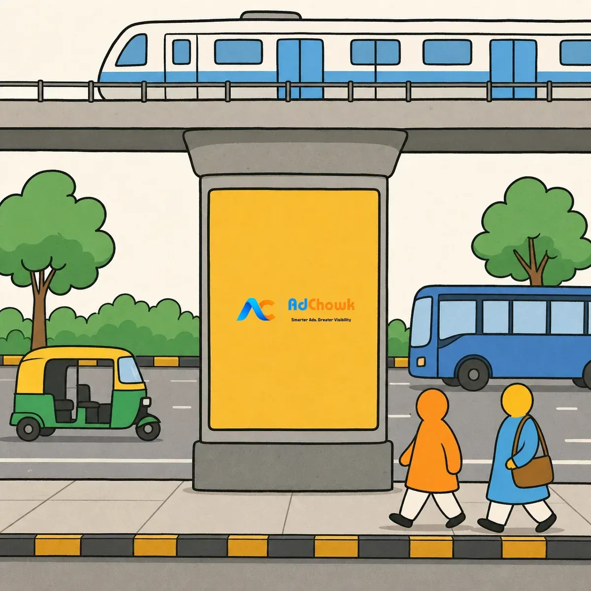 An illustration of Metro Pillar Media as Nukkad places it in Miyapur, Hyderabad